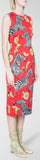 Zebra & Orange Print Pencil Dress