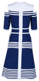 Striped Cold-Shoulder Bandage Dress