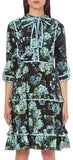 Floral Print Layered Silk Dress