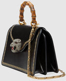 Frame Print Leather Top Handle Bag, Black
