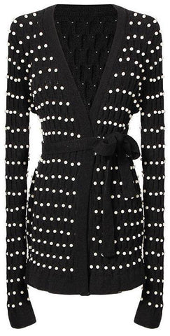 Pearl-Embellished Knit Cardigan