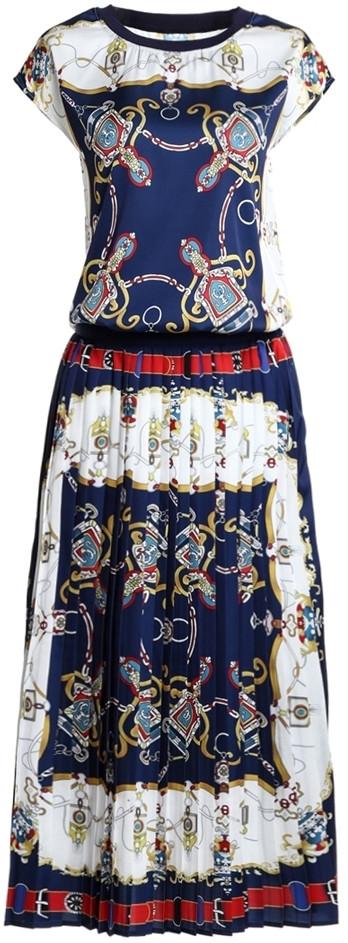 Scarf-Printed Top & Skirt Set - DESIGNER INSPIRED FASHIONS