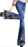 Embellished Floral Faded Jeans - DESIGNER INSPIRED FASHIONS