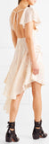 Asymmetric Lace-Trimmed Silk Midi Dress
