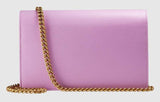 Leather Mini Chain Bag with Double G and Crystals