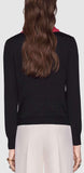 Black Knit Sweater with Pleated Bow