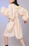 Ruched Asymmetrical Dress - Light Blue or Light Beige