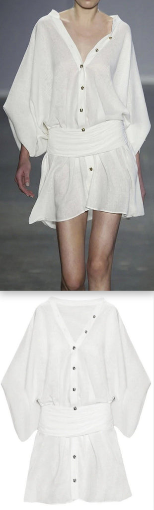 Fitted-Waist Shirt-Dress