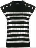 Stripe Knitted Top, Black