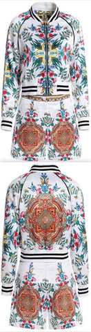 Printed Bomber Jacket and Short Set