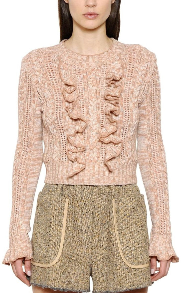 Ruffle Wool Sweater in Camel - DESIGNER INSPIRED FASHIONS