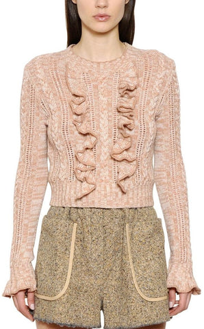 Ruffle Wool Sweater in Camel - DESIGNER INSPIRED FASHIONS