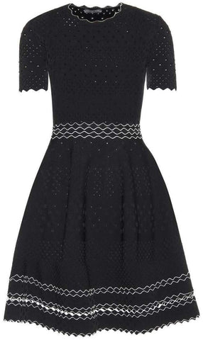Black Perforated Knit Dress - DESIGNER INSPIRED FASHIONS
