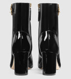 Patent Leather Ankle Boots with Bee