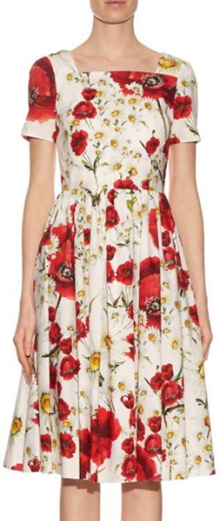 Red Poppy-Print Dress