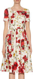 Red Poppy-Print Dress