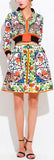 'Majolica' & Leopard Print Jacket & Skirt Set, Multicolored