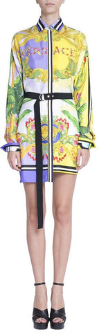 Asymmetric Printed Shirt Dress