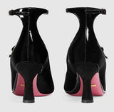 T-strap Leather Pump with Pearls - White or Black