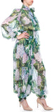 Hydrangea Print Chiffon Jumpsuit