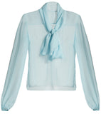 Chiffon Tie-Neck Blouse & Hydrangea Print Skirt Set