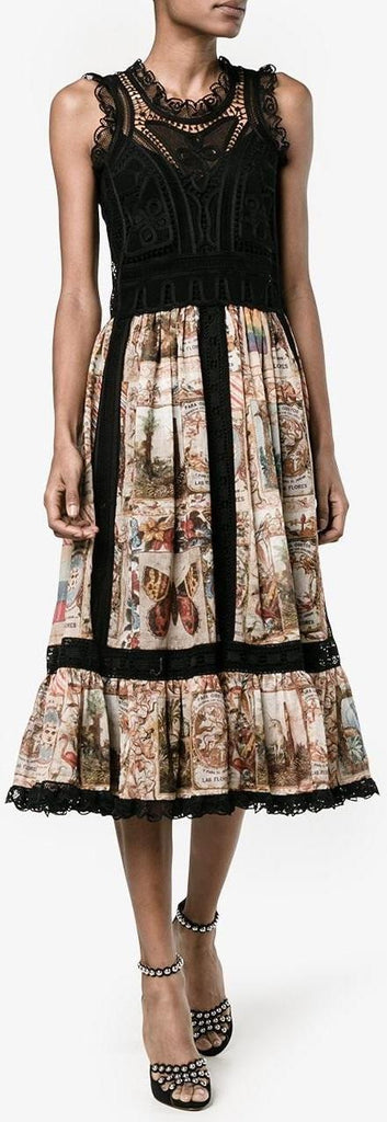 Lace Embroidered Printed Dress - DESIGNER INSPIRED FASHIONS