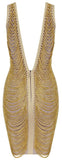 Draped Chain-Embellished Bandage Dress