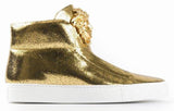 Medusa-Head Laceless Hi-Top Leather Sneakers in Gold - DESIGNER INSPIRED FASHIONS