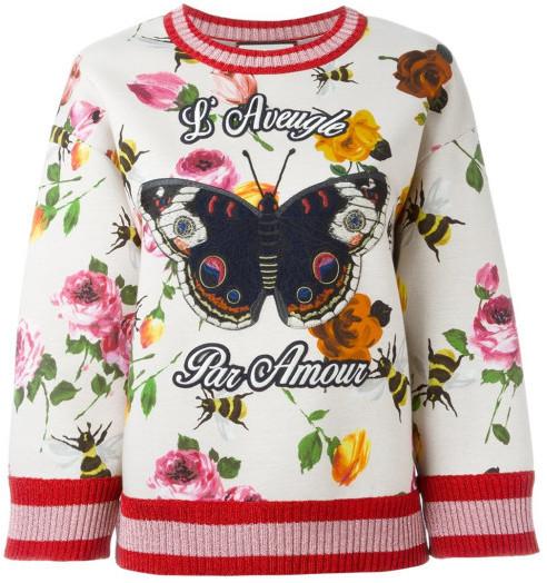 Butterfly Embroidered Multicolor Sweatshirt - DESIGNER INSPIRED FASHIONS