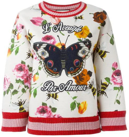 Butterfly Embroidered Multicolor Sweatshirt - DESIGNER INSPIRED FASHIONS