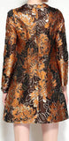 Floral Metallic Jacquard Mini Shift Dress with Applique