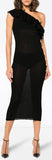 One Shoulder Dress with Gold Buttons