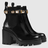 Leather Ankle Boots with Belt