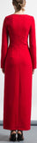 Color-Block Long-Sleeve Sheath Gown