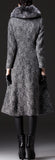 Thick Fur-Collar Long Wool Coat