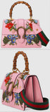 Dionysus Embroidered Leather Top Handle Bag, Pink - DESIGNER INSPIRED FASHIONS