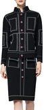 Black Printed Knit Cardigan Sweater & Skirt Set