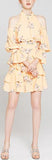 Floral-Print Cold Shoulder Ruffle Mini Dress
