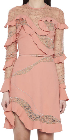 Ruffle Lace Panelled Dress