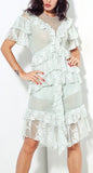 Lace Ruffle Tiered Sheer Dress