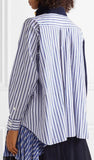 Paneled Striped Cotton-Poplin and Wool Top