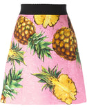Pineapple Print Brocade Mini Skirt