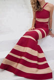 Halter Stripe Bandage Gown