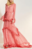 Gingham Ruffled Sheer Maxi Beach Dress