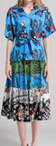 Printed Top and Paneled Printed Skirt Set