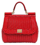 Medium Sicily Woven Bag, Red