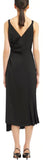 Fluid Twill Dress with Feathers