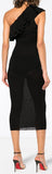 One Shoulder Dress with Gold Buttons