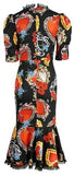 Sacred Heart Print Lace Trim Midi Dress