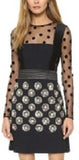 Black Sheer Panel Polka Dot Sequin Dress - DESIGNER INSPIRED FASHIONS